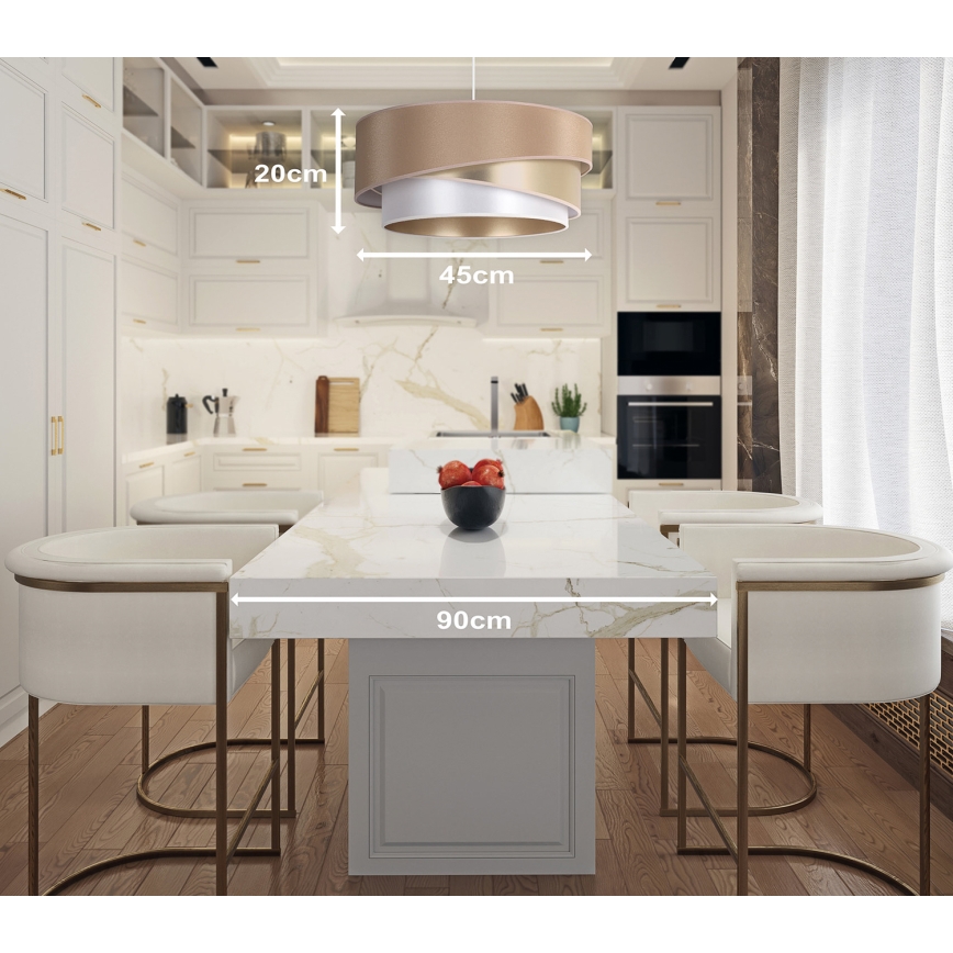 Duolla - Κρεμαστό φωτιστικό οροφής KOBO 1xE27/15W/230V διάμετρος 45 cm μπεζ/χρυσό/λευκό