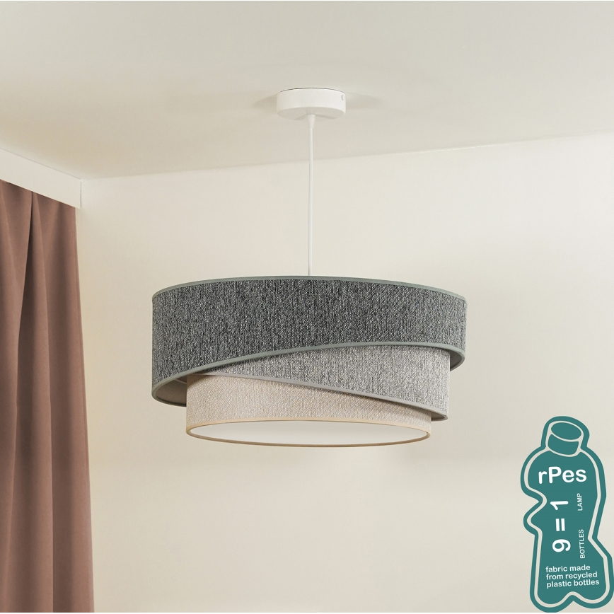 Duolla - Κρεμαστό φωτιστικό οροφής KOBO ECO RECYCLING 1xE27/15W/230V διάμετρος 45 cm πράσινο/γκρι/κρεμ