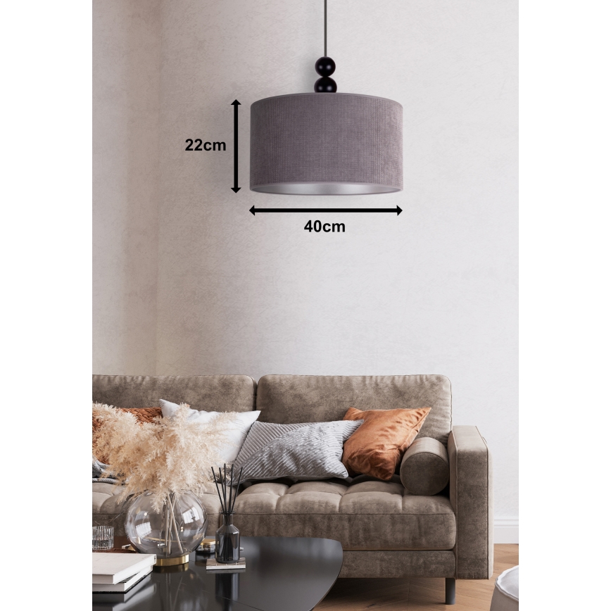 Duolla - Κρεμαστό φωτιστικό οροφής LYON 1xE27/15W/230V διάμετρος 40 cm γκρι