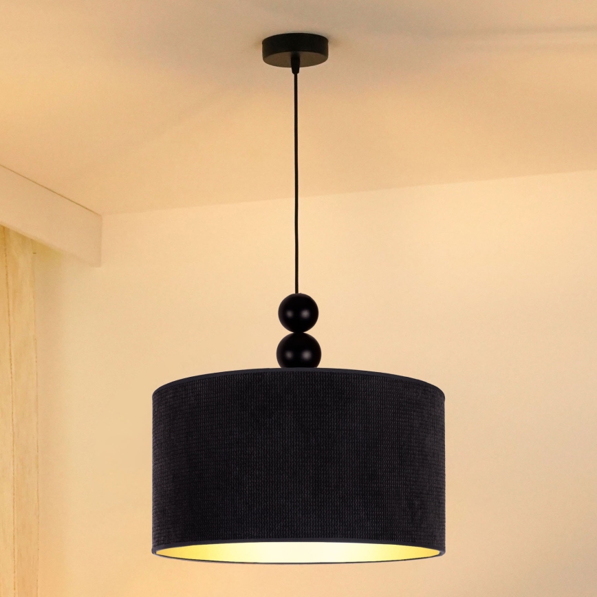 Duolla - Κρεμαστό φωτιστικό οροφής LYON 1xE27/15W/230V διάμετρος 40 cm μαύρο