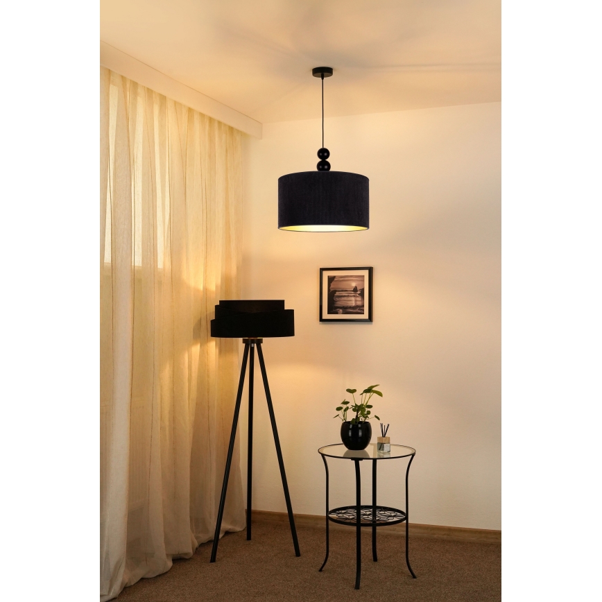 Duolla - Κρεμαστό φωτιστικό οροφής LYON 1xE27/15W/230V διάμετρος 40 cm μαύρο