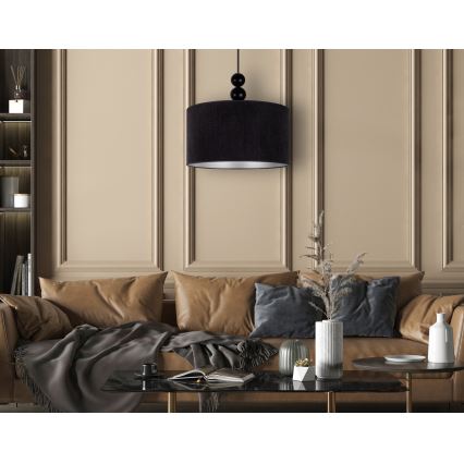 Duolla - Κρεμαστό φωτιστικό οροφής LYON 1xE27/15W/230V διάμετρος 40 cm μαύρο