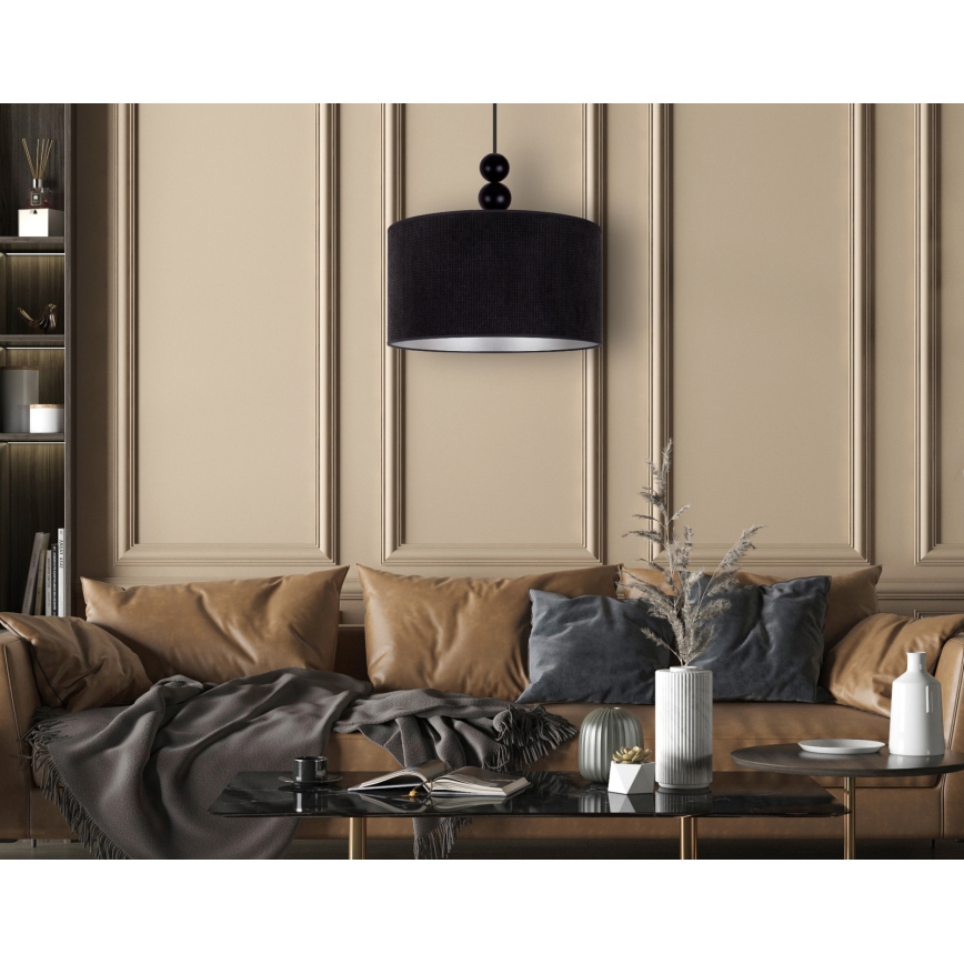 Duolla - Κρεμαστό φωτιστικό οροφής LYON 1xE27/15W/230V διάμετρος 40 cm μαύρο