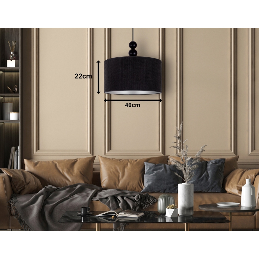 Duolla - Κρεμαστό φωτιστικό οροφής LYON 1xE27/15W/230V διάμετρος 40 cm μαύρο