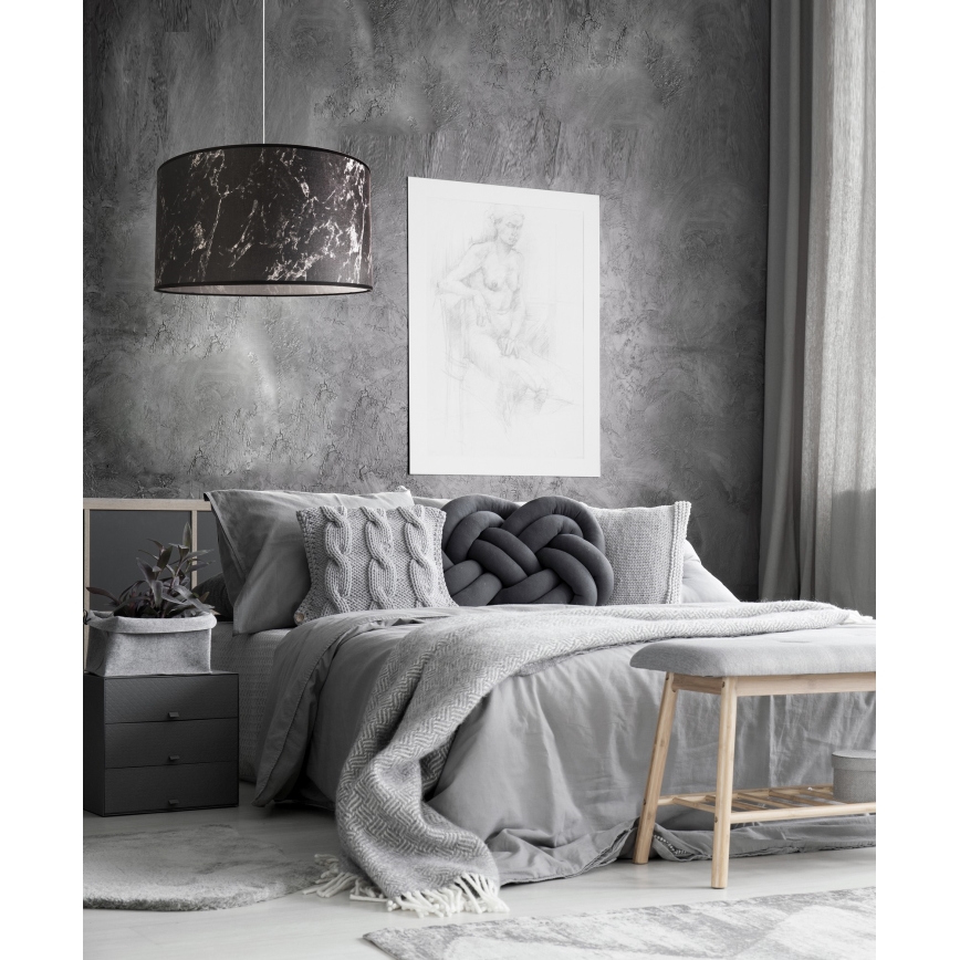 Duolla - Κρεμαστό φωτιστικό οροφής MARBLE 1xE27/40W/230V διάμετρος 45 cm μαύρο/λευκό