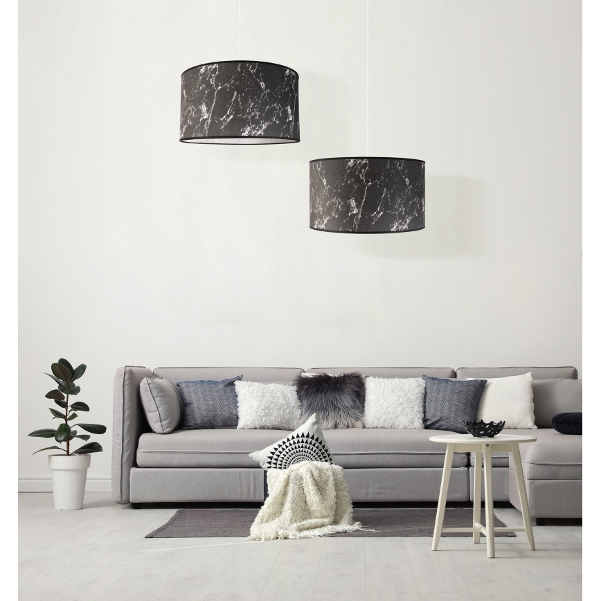 Duolla - Κρεμαστό φωτιστικό οροφής MARBLE 1xE27/40W/230V διάμετρος 45 cm μαύρο/λευκό