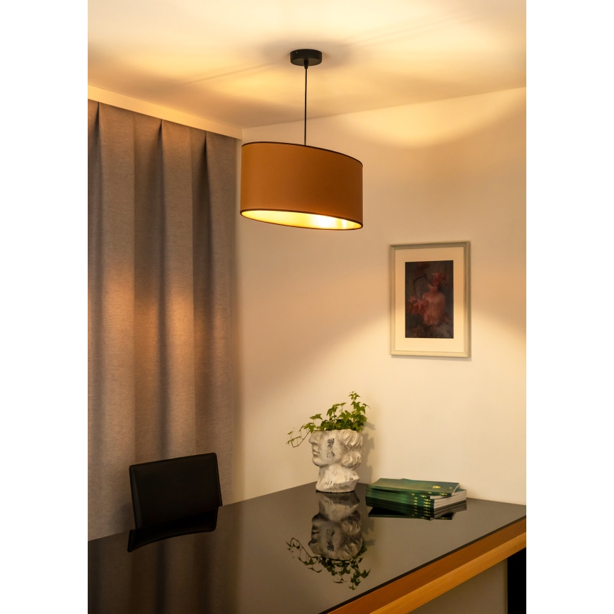 Duolla - Κρεμαστό φωτιστικό οροφής OVAL VEGAN 1xE27/15W/230V καφέ