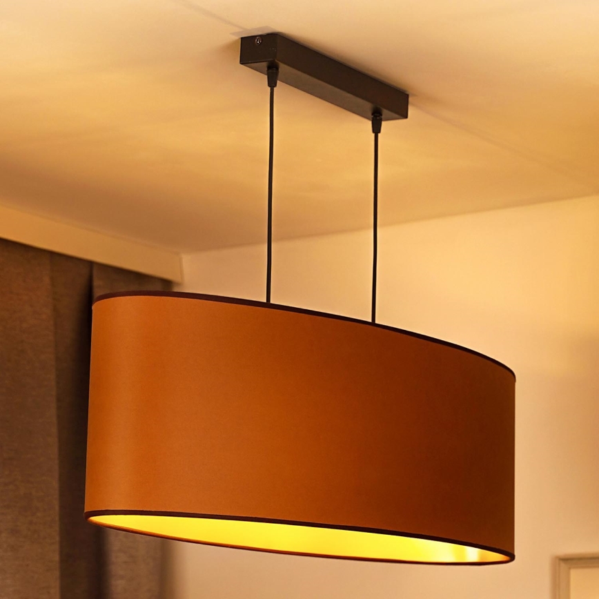 Duolla - Κρεμαστό φωτιστικό οροφής OVAL VEGAN 2xE27/15W/230V καφέ