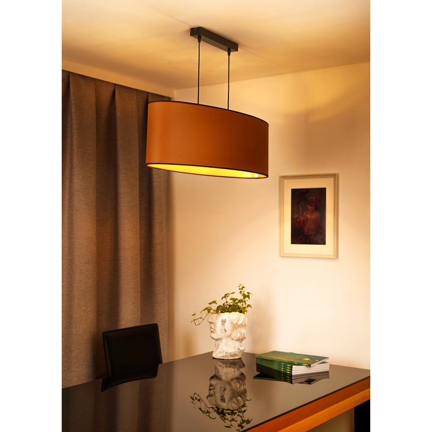 Duolla - Κρεμαστό φωτιστικό οροφής OVAL VEGAN 2xE27/15W/230V καφέ