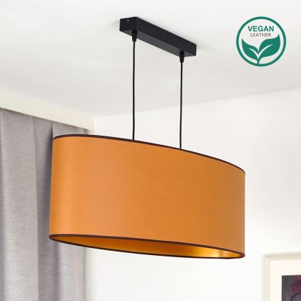 Duolla - Κρεμαστό φωτιστικό οροφής OVAL VEGAN 2xE27/15W/230V καφέ