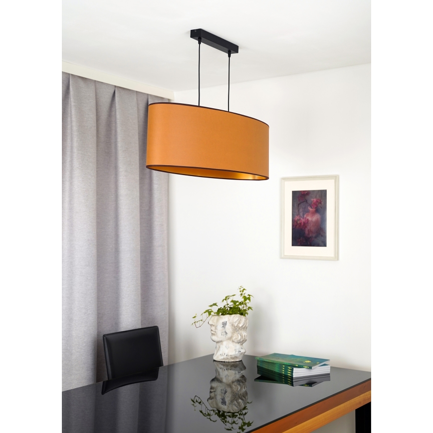 Duolla - Κρεμαστό φωτιστικό οροφής OVAL VEGAN 2xE27/15W/230V καφέ