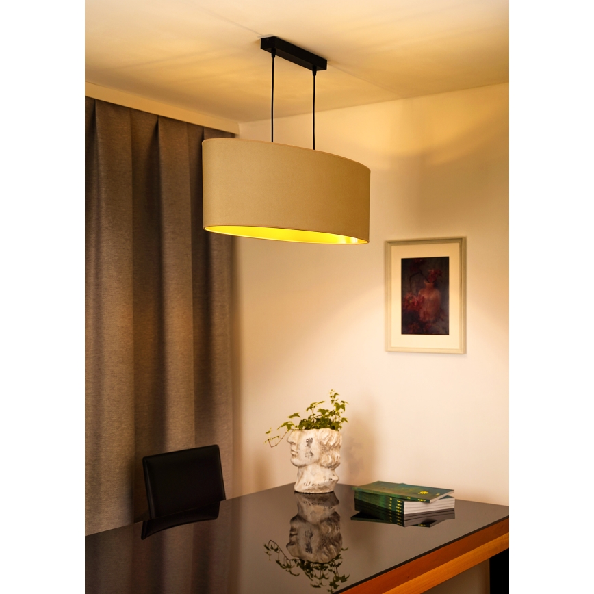 Duolla - Κρεμαστό φωτιστικό οροφής OVAL VEGAN 2xE27/15W/230V κρεμ