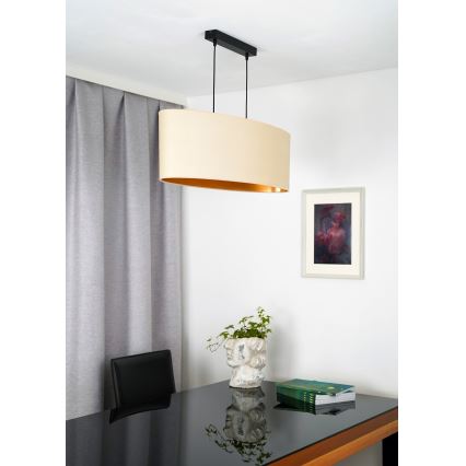 Duolla - Κρεμαστό φωτιστικό οροφής OVAL VEGAN 2xE27/15W/230V κρεμ