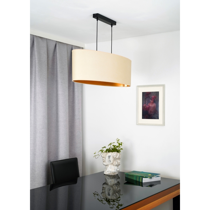 Duolla - Κρεμαστό φωτιστικό οροφής OVAL VEGAN 2xE27/15W/230V κρεμ