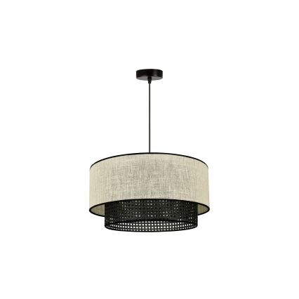 Duolla - Κρεμαστό φωτιστικό οροφής RATTAN YUTE 1xE27/15W/230V διάμετρος 45 cm κρεμ/μαύρο