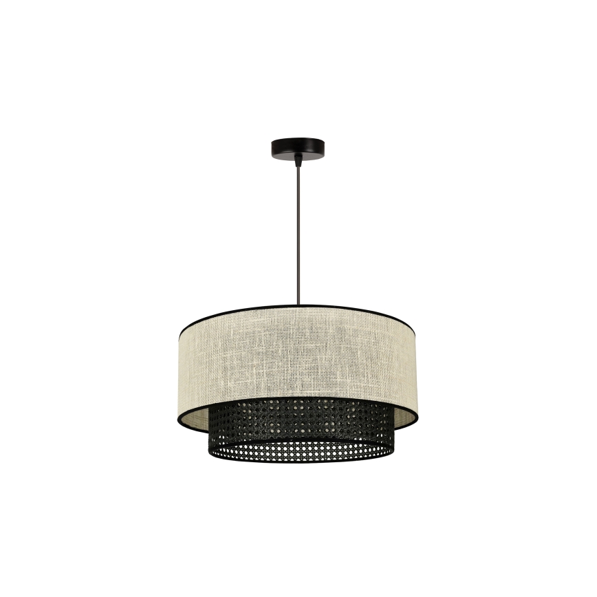 Duolla - Κρεμαστό φωτιστικό οροφής RATTAN YUTE 1xE27/15W/230V διάμετρος 45 cm κρεμ/μαύρο