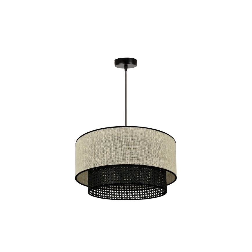 Duolla - Κρεμαστό φωτιστικό οροφής RATTAN YUTE 1xE27/15W/230V διάμετρος 45 cm κρεμ/μαύρο