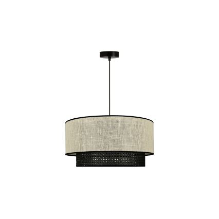 Duolla - Κρεμαστό φωτιστικό οροφής RATTAN YUTE 1xE27/15W/230V διάμετρος 45 cm κρεμ/μαύρο