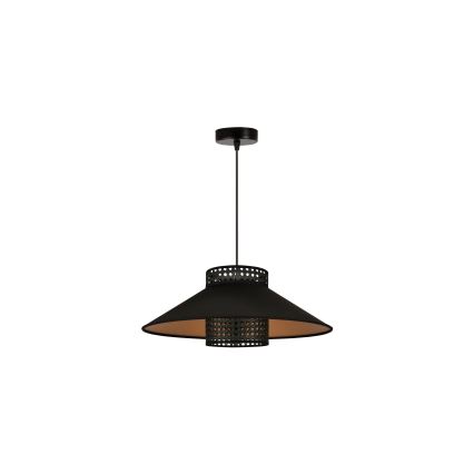 Duolla - Κρεμαστό φωτιστικό οροφής RIO RATTAN 1xE27/15W/230V διάμετρος 45 cm μαύρο/χρυσό