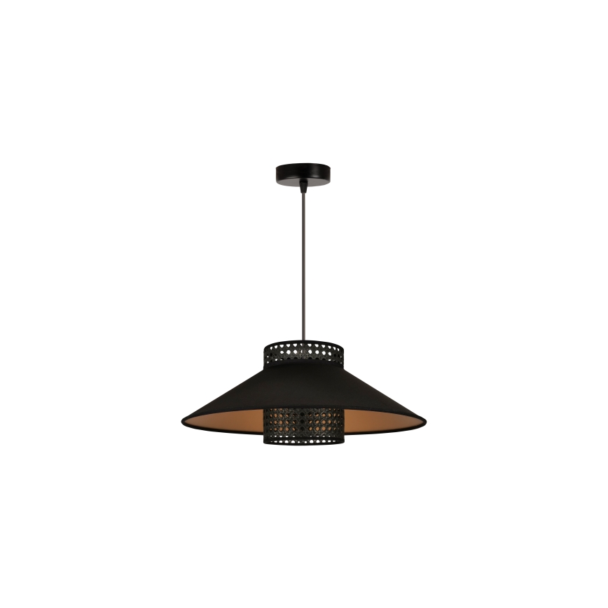 Duolla - Κρεμαστό φωτιστικό οροφής RIO RATTAN 1xE27/15W/230V διάμετρος 45 cm μαύρο/χρυσό