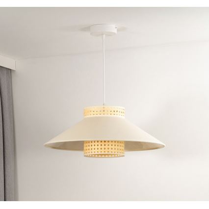 Duolla - Κρεμαστό φωτιστικό οροφής RIO RATTAN 1xE27/15W/230V διάμετρος 45 cm μπεζ/rattan