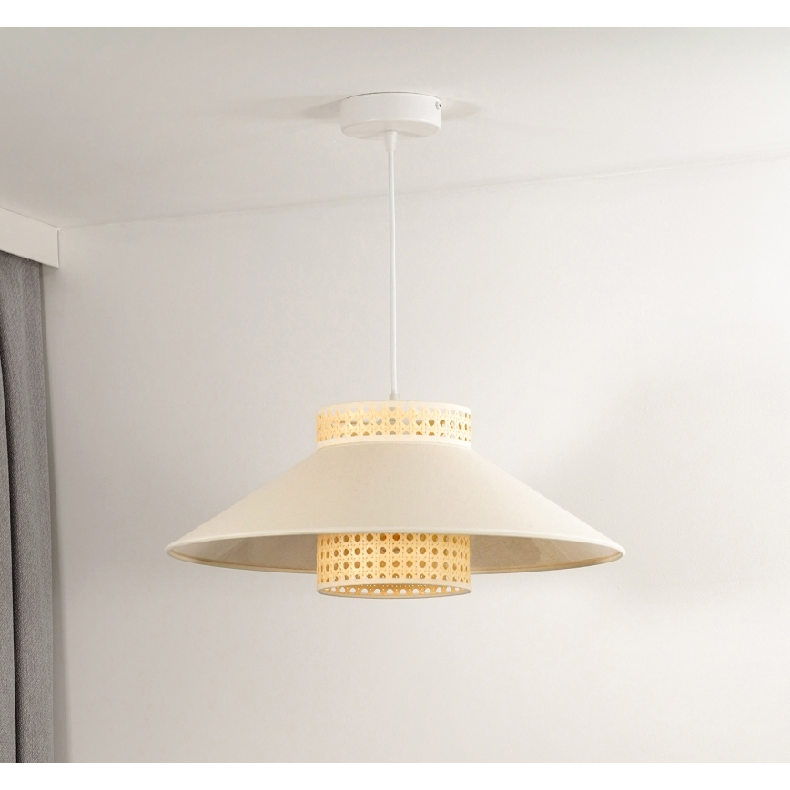 Duolla - Κρεμαστό φωτιστικό οροφής RIO RATTAN 1xE27/15W/230V διάμετρος 45 cm μπεζ/rattan