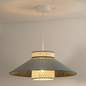 Duolla - Κρεμαστό φωτιστικό οροφής RIO RATTAN 1xE27/15W/230V διάμετρος 45 cm πράσινο/rattan