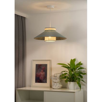 Duolla - Κρεμαστό φωτιστικό οροφής RIO RATTAN 1xE27/15W/230V διάμετρος 45 cm πράσινο/rattan