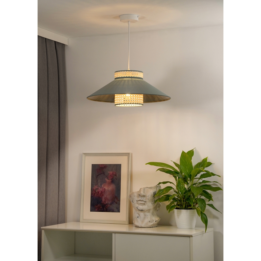 Duolla - Κρεμαστό φωτιστικό οροφής RIO RATTAN 1xE27/15W/230V διάμετρος 45 cm πράσινο/rattan