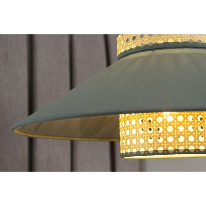 Duolla - Κρεμαστό φωτιστικό οροφής RIO RATTAN 1xE27/15W/230V διάμετρος 45 cm πράσινο/rattan