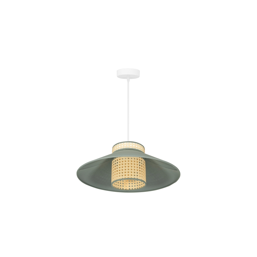 Duolla - Κρεμαστό φωτιστικό οροφής RIO RATTAN 1xE27/15W/230V διάμετρος 45 cm πράσινο/rattan