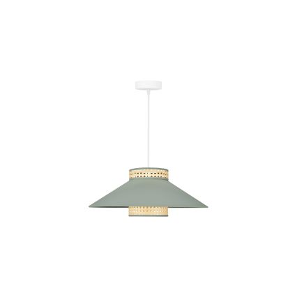 Duolla - Κρεμαστό φωτιστικό οροφής RIO RATTAN 1xE27/15W/230V διάμετρος 45 cm πράσινο/rattan