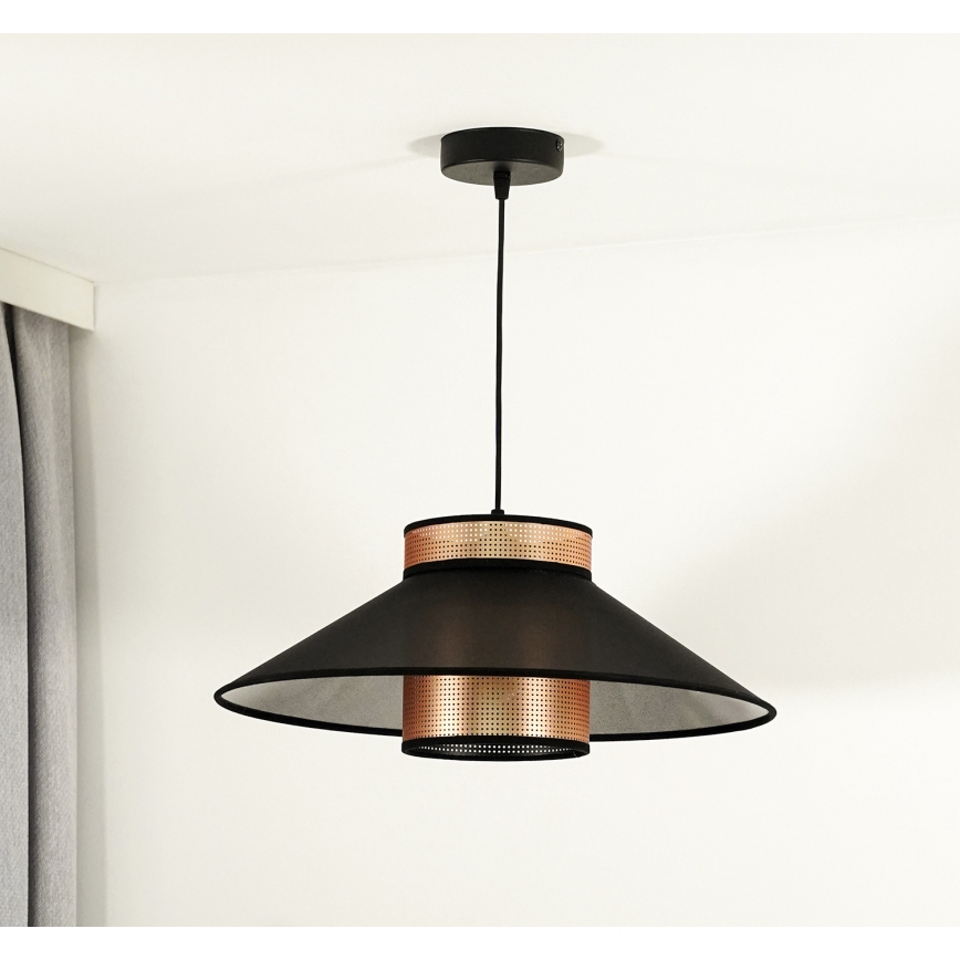 Duolla - Κρεμαστό φωτιστικό οροφής RIO SHINY 1xE27/15W/230V διάμετρος 45 cm μαύρο/χαλκός