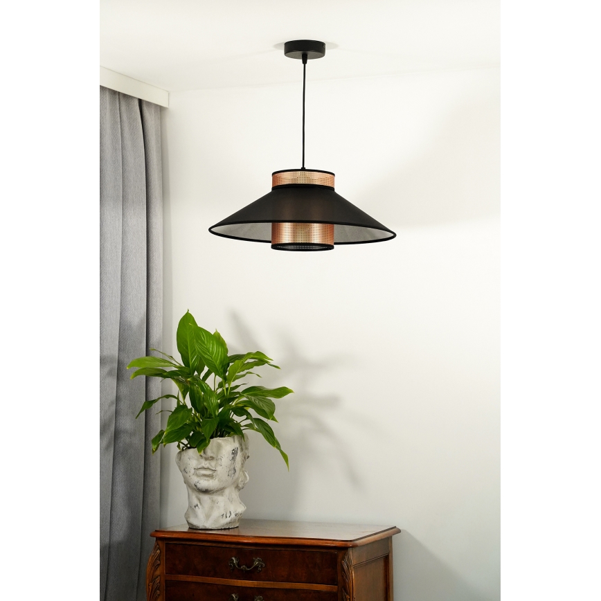 Duolla - Κρεμαστό φωτιστικό οροφής RIO SHINY 1xE27/15W/230V διάμετρος 45 cm μαύρο/χαλκός