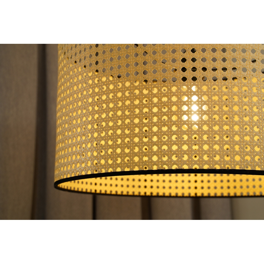 Duolla - Κρεμαστό φωτιστικό οροφής ROLLER 1xE27/15W/230V διάμετρος 45 cm rattan/μαύρο