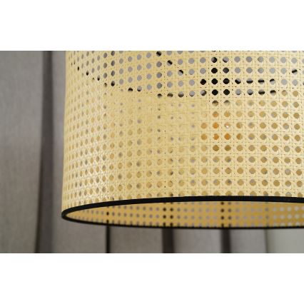 Duolla - Κρεμαστό φωτιστικό οροφής ROLLER 1xE27/15W/230V διάμετρος 45 cm rattan/μαύρο