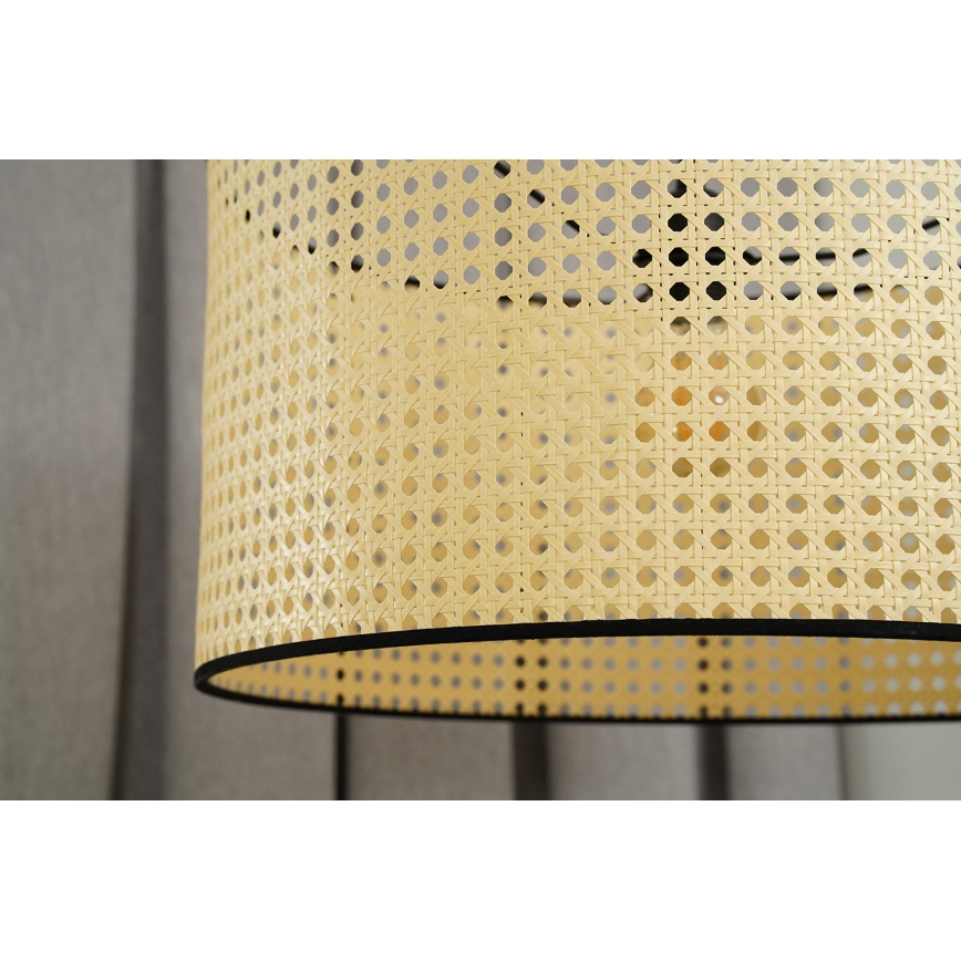 Duolla - Κρεμαστό φωτιστικό οροφής ROLLER 1xE27/15W/230V διάμετρος 45 cm rattan/μαύρο