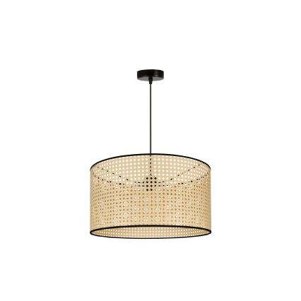 Duolla - Κρεμαστό φωτιστικό οροφής ROLLER 1xE27/15W/230V διάμετρος 45 cm rattan/μαύρο
