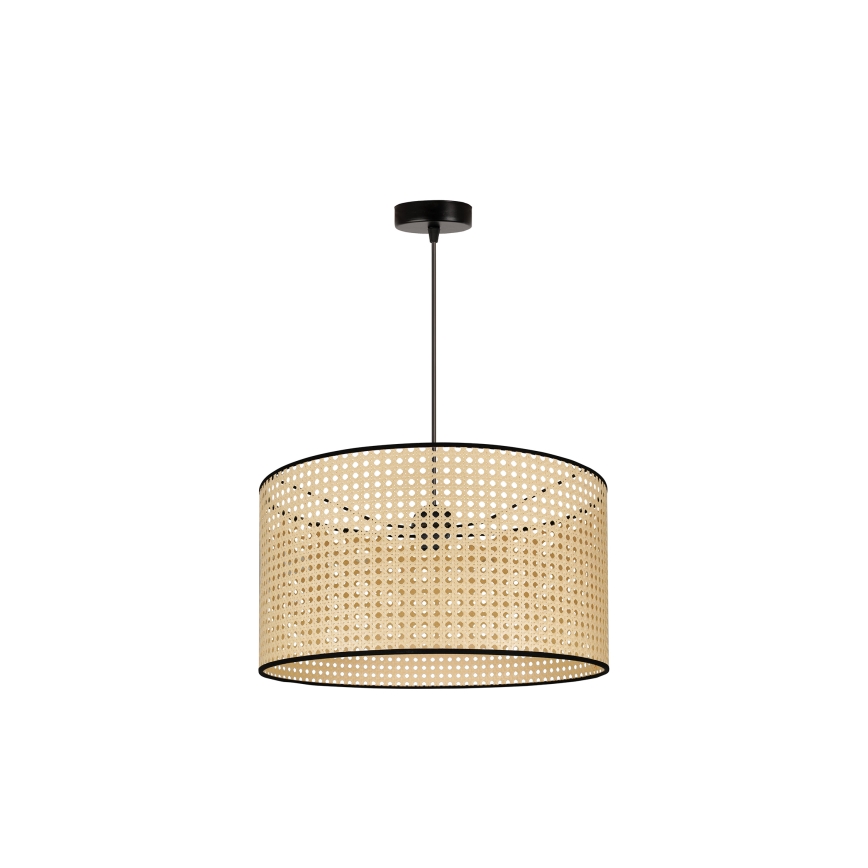 Duolla - Κρεμαστό φωτιστικό οροφής ROLLER 1xE27/15W/230V διάμετρος 45 cm rattan/μαύρο