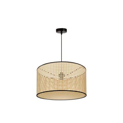 Duolla - Κρεμαστό φωτιστικό οροφής ROLLER 1xE27/15W/230V διάμετρος 45 cm rattan/μαύρο