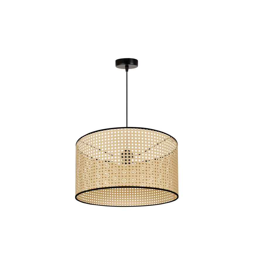 Duolla - Κρεμαστό φωτιστικό οροφής ROLLER 1xE27/15W/230V διάμετρος 45 cm rattan/μαύρο