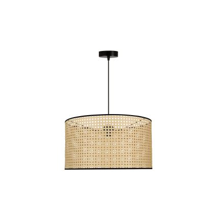 Duolla - Κρεμαστό φωτιστικό οροφής ROLLER 1xE27/15W/230V διάμετρος 45 cm rattan/μαύρο