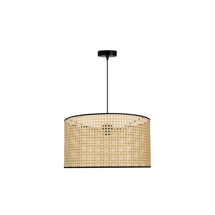 Duolla - Κρεμαστό φωτιστικό οροφής ROLLER 1xE27/15W/230V διάμετρος 45 cm rattan/μαύρο