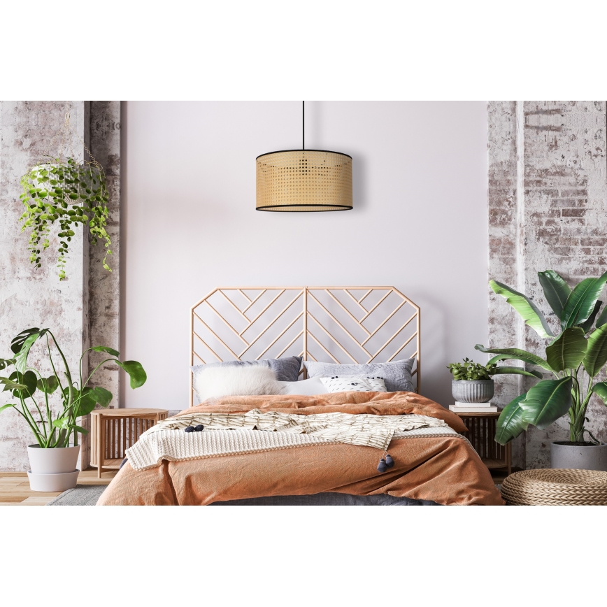 Duolla - Κρεμαστό φωτιστικό οροφής ROLLER 1xE27/15W/230V διάμετρος 45 cm rattan/μαύρο