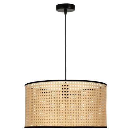 Duolla - Κρεμαστό φωτιστικό οροφής ROLLER 1xE27/15W/230V διάμετρος 45 cm rattan/μαύρο