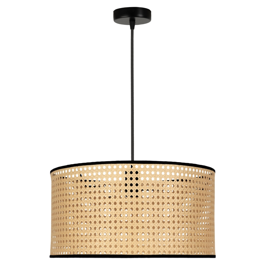 Duolla - Κρεμαστό φωτιστικό οροφής ROLLER 1xE27/15W/230V διάμετρος 45 cm rattan/μαύρο