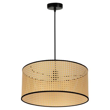 Duolla - Κρεμαστό φωτιστικό οροφής ROLLER 1xE27/15W/230V διάμετρος 45 cm rattan/μαύρο