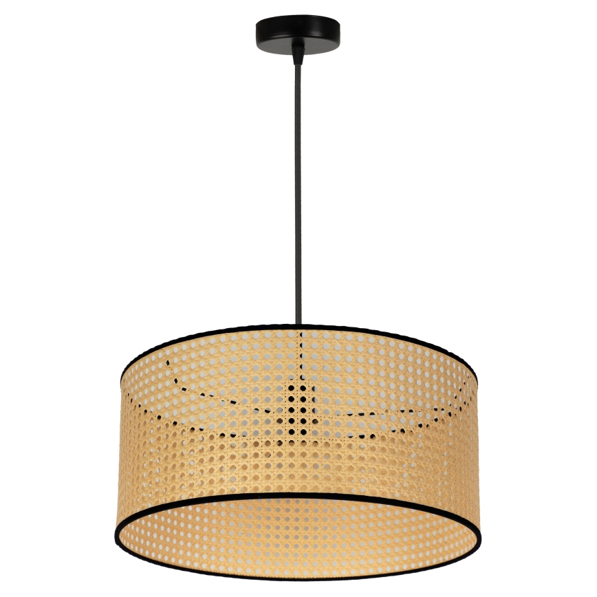 Duolla - Κρεμαστό φωτιστικό οροφής ROLLER 1xE27/15W/230V διάμετρος 45 cm rattan/μαύρο