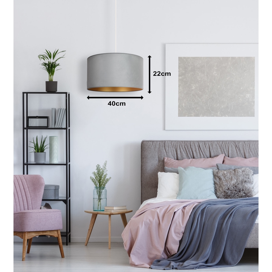 Duolla - Κρεμαστό φωτιστικό οροφής ROLLER 1xE27/15W/230V φωστικό διάμετρος 40 cm πράσινο/χρυσό
