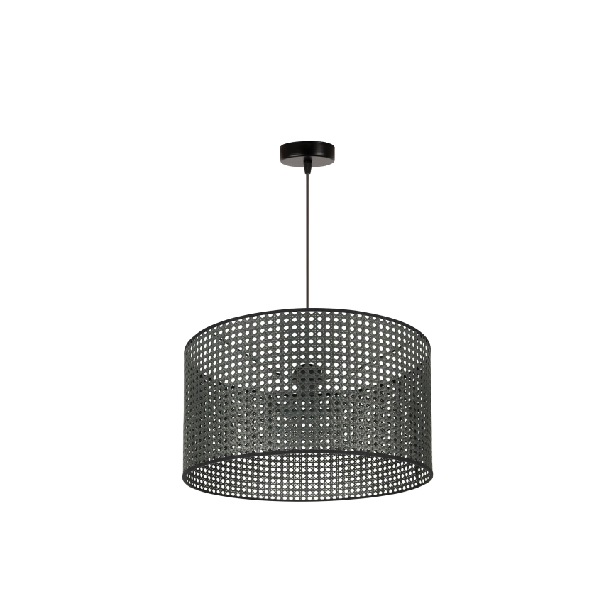 Duolla - Κρεμαστό φωτιστικό οροφής ROLLER RATTAN 1xE27/15W/230V διάμετρος 45 cm μαύρο